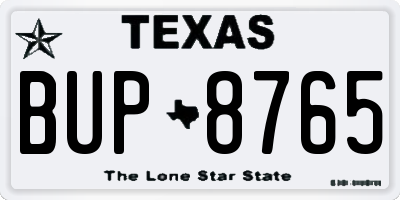 TX license plate BUP8765