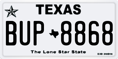 TX license plate BUP8868