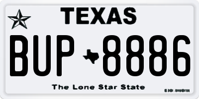 TX license plate BUP8886