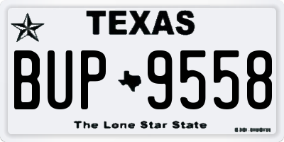 TX license plate BUP9558