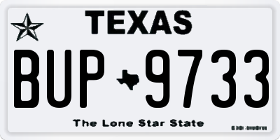 TX license plate BUP9733