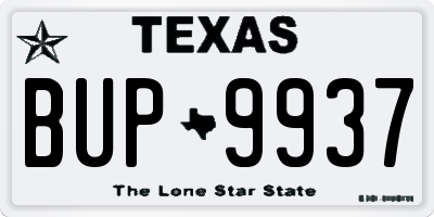 TX license plate BUP9937