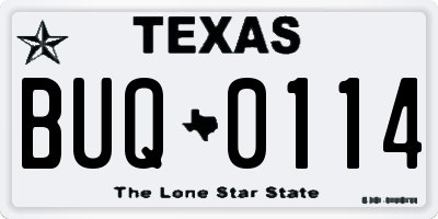 TX license plate BUQ0114