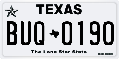 TX license plate BUQ0190