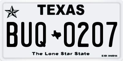 TX license plate BUQ0207