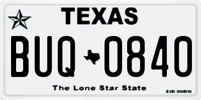 TX license plate BUQ0840