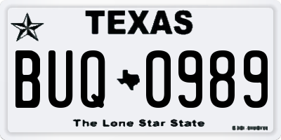 TX license plate BUQ0989