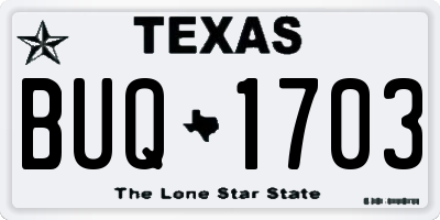 TX license plate BUQ1703