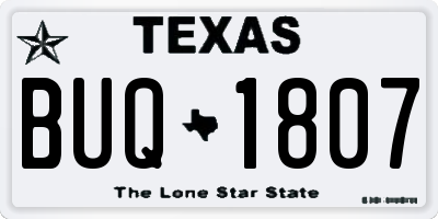 TX license plate BUQ1807