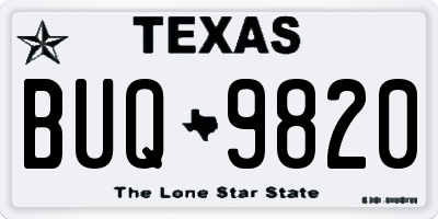 TX license plate BUQ9820