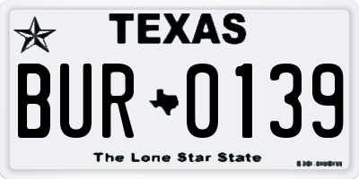 TX license plate BUR0139