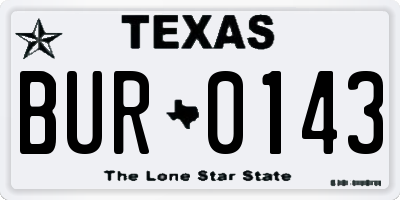 TX license plate BUR0143