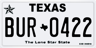 TX license plate BUR0422