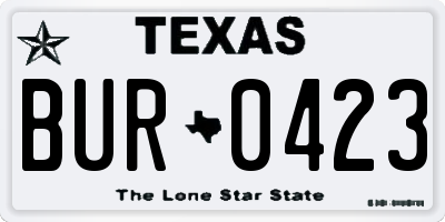 TX license plate BUR0423