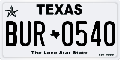 TX license plate BUR0540
