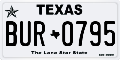 TX license plate BUR0795