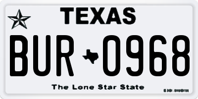 TX license plate BUR0968