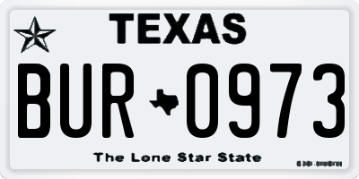 TX license plate BUR0973