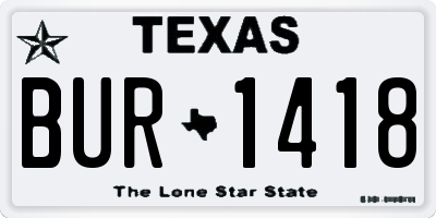 TX license plate BUR1418