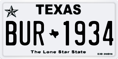 TX license plate BUR1934