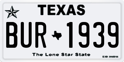 TX license plate BUR1939