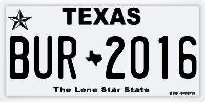 TX license plate BUR2016