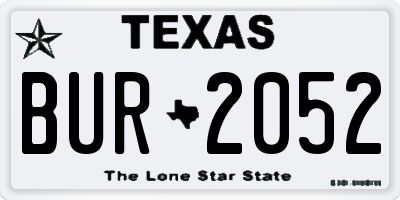 TX license plate BUR2052