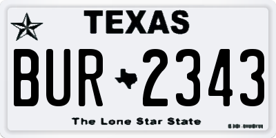 TX license plate BUR2343