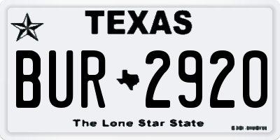 TX license plate BUR2920