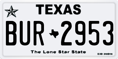 TX license plate BUR2953