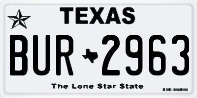 TX license plate BUR2963
