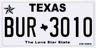 TX license plate BUR3010