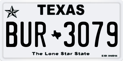 TX license plate BUR3079