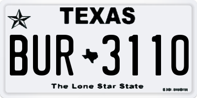 TX license plate BUR3110