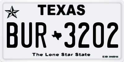TX license plate BUR3202