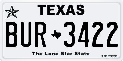 TX license plate BUR3422