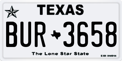 TX license plate BUR3658