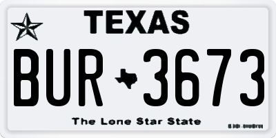 TX license plate BUR3673