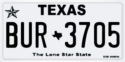 TX license plate BUR3705
