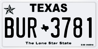 TX license plate BUR3781