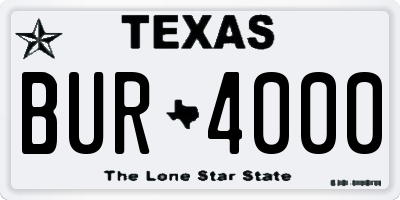 TX license plate BUR4000