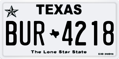 TX license plate BUR4218