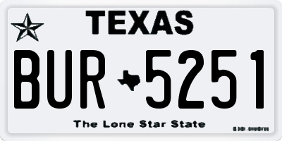 TX license plate BUR5251