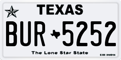 TX license plate BUR5252