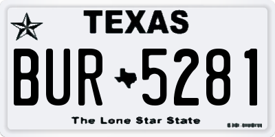 TX license plate BUR5281