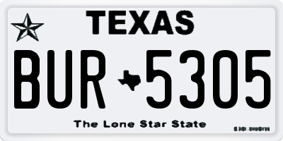 TX license plate BUR5305