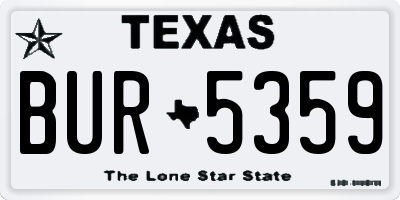 TX license plate BUR5359