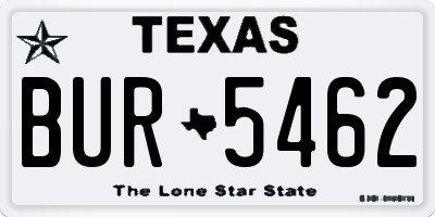 TX license plate BUR5462