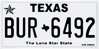 TX license plate BUR6492
