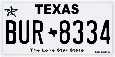 TX license plate BUR8334